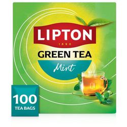 Lipton feel good selection green tea mint - 100 theezakjes - groene thee munt - grootverpakking - 1 doos