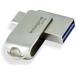 Zintegrowana pamięć USB 64 GB USB typu A USB typu C srebrna