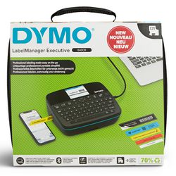 Zestaw przenośnej drukarki etykiet Dymo Label Manager Executive 640 cb z walizką i 3 kasetami na etykiety | kompaktowa drukarka etykiet QWERTY | Łączność USB Bluetooth | kompatybilny z etykietami d1