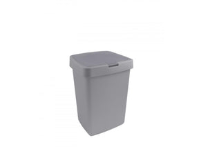 Kosz na śmieci Sunware Delta 25 litrów z klapką, szary plastik, 39,7x34,5x56,4cm