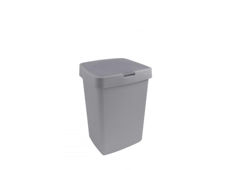 Kosz na śmieci Sunware Delta 25 litrów z klapką, szary plastik, 39,7x34,5x56,4cm