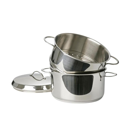 Zestaw do gotowania na parze Eurocuisine 20 cm ze stali nierdzewnej ze stalowymi uchwytami 3,1 litra
