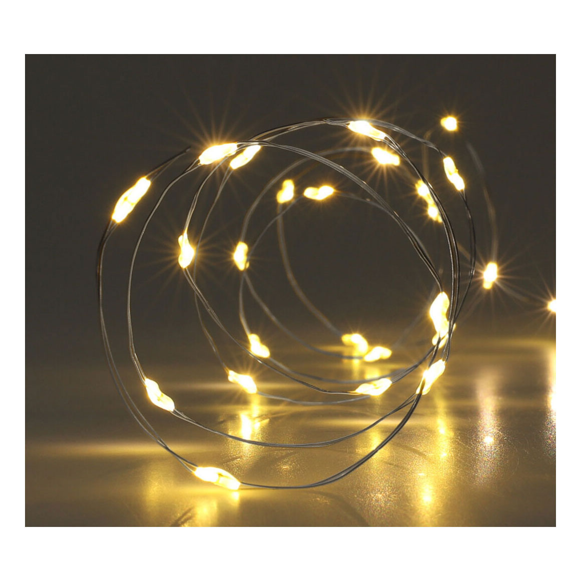 Drut srebrny 40led ciepły biały, 195cm