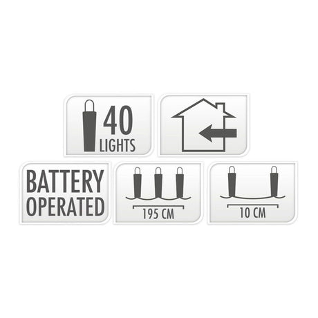 Łańcuch świetlny LED srebrny drut, 195cm - kolorowy