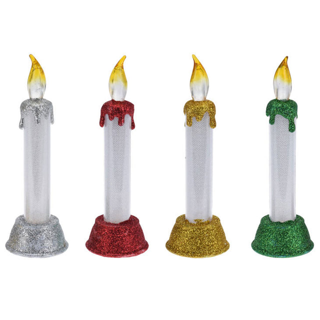 Świeca LED z świątecznym brokatem, 15 cm.