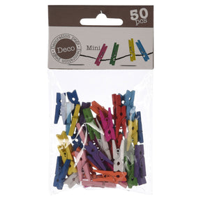 Mini spinacze do bielizny drewniane, 50 szt.