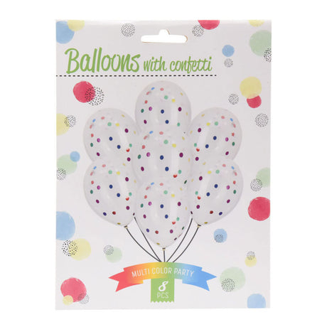 Balony z konfetti wielokolorowe, 8 szt.