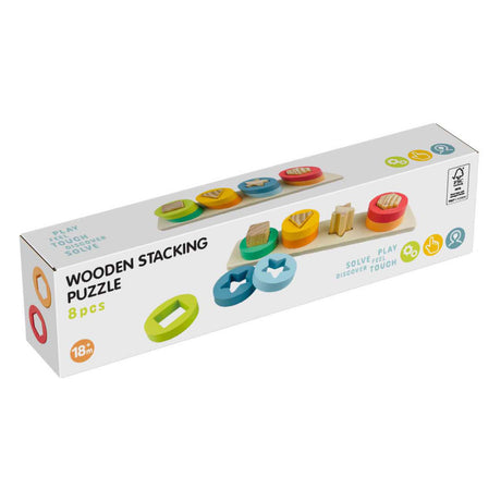Koopman drewniane puzzle do układania, zabawki edukacyjne z kształtami, 9 elementów, wielokolorowe.