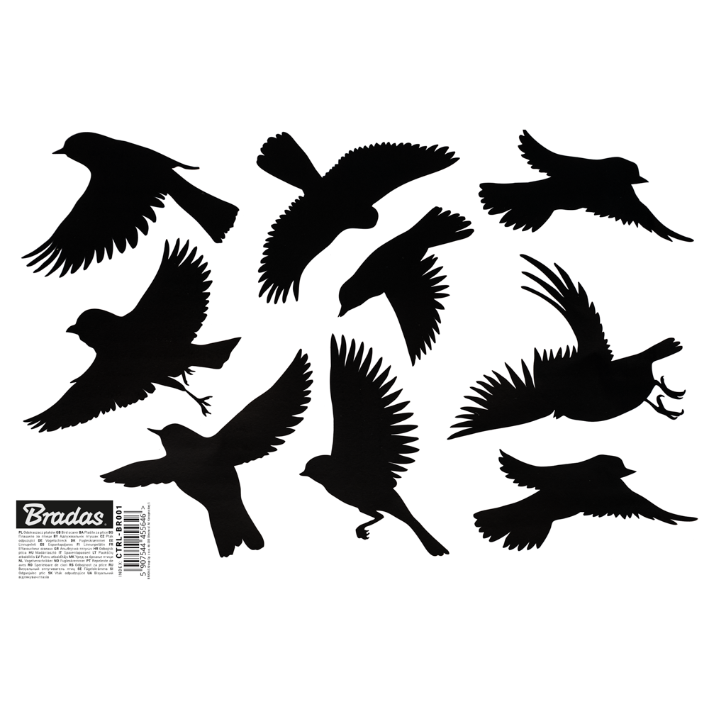Bradas kleine vogel schrik stickers 9szt. 10 lakens van schrikken