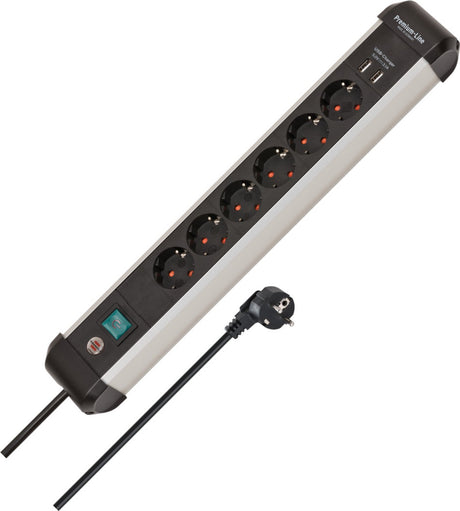 Listwa zasilająca Brennerstuhl premium-alu-line z USB 6-kierunkowym 3m h05vv-f 3g1.5