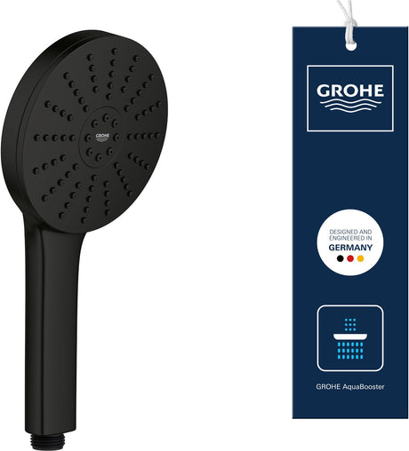 Główka prysznicowa Grohe Vitalio Joy+ 120 - 3 rodzaje strumienia - Aqua Booster - Oszczędność wody (7 l min) - Matowa czerń