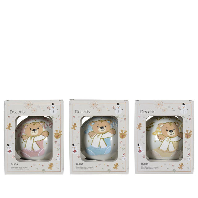 Decoris kerstbal mijn eerste kerst ø10cm glas 3 assorti