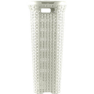 Pojemnik na pranie w stylu Curver z pokrywką w stylu rattanowym 40 litrów kość słoniowa 45x26x62cm