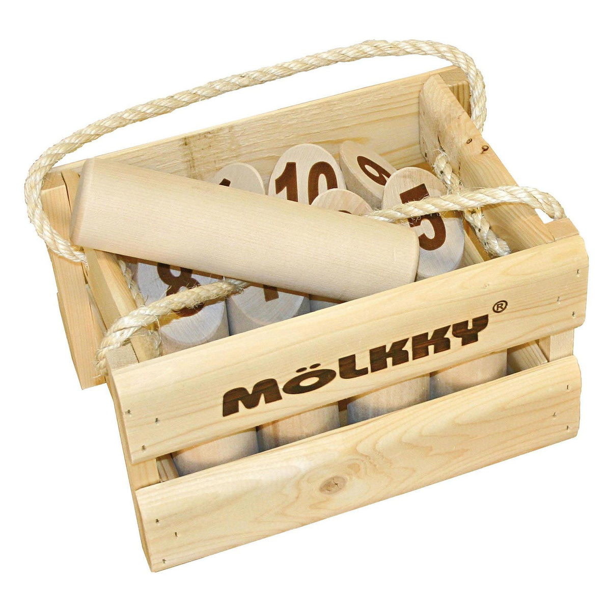 Taktyka mölkky - gra w łapanie i rzucanie - oryginalna fińska drewniana gra w rzucanie w luksusowej drewnianej walizce - trwałe drewno brzozowe - z bezpłatną aplikacją do punktacji