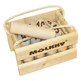 Taktyka mölkky - gra w łapanie i rzucanie - oryginalna fińska drewniana gra w rzucanie w luksusowej drewnianej walizce - trwałe drewno brzozowe - z bezpłatną aplikacją do punktacji