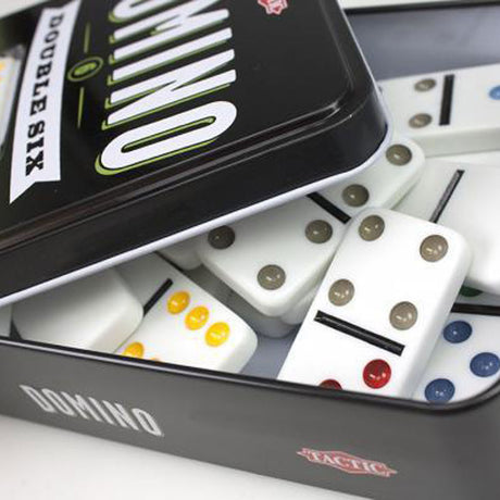 Taktyka domino podwójna szóstka – gra planszowa – luksusowa puszka – klasyczna gra domino z kolorowymi kamieniami – od 7 lat – 2 i więcej graczy