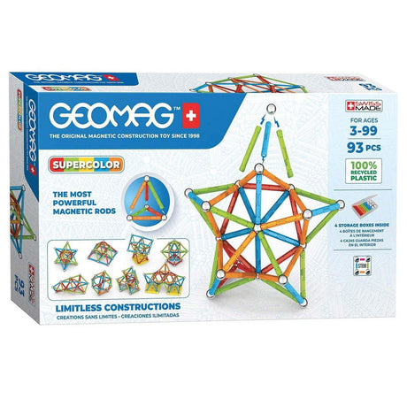 Geomag super kolor z recyklingu - magnetyczne zabawki konstrukcyjne z panelami - 93 sztuki - od 3 lat