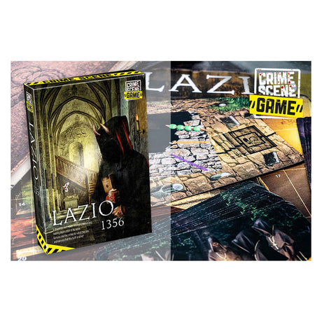 Taktyczne miejsce zbrodni Lazio 1356 – gra planszowa – gra kryminalna – tajemnica historyczna w klasztorze – dogłębne dochodzenie i dedukcja – seria scen zbrodni – studio burzy gier -1 lub więcej graczy – od 18 lat