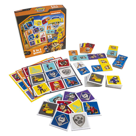 Tactic Paw Patrol Rubble Crew Kolekcja gier 3 w 1 – gra karciana – lotto – domino – notatka – gra dla dzieci od 4 lat