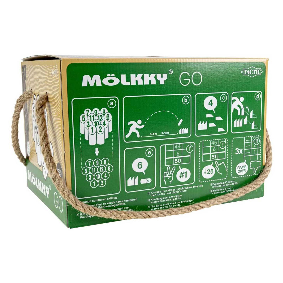 Taktyka mölkky go - gra w łapanie i rzucanie - oryginalna fińska drewniana gra w rzucanie w poręcznym przenośnym pudełku - trwałe drewno sosnowe - z bezpłatną aplikacją do punktacji