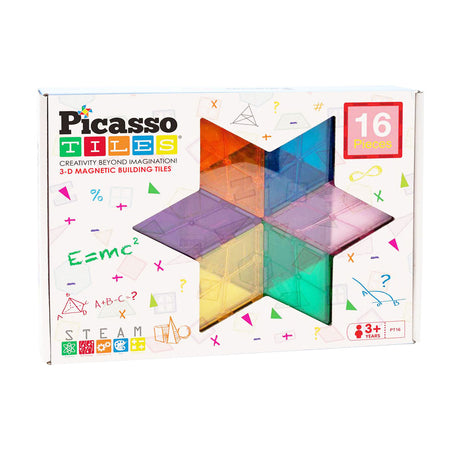 Taktyka płytek Picassa - zabawki konstrukcyjne - płytki magnetyczne - płytki magnetyczne - zestaw geometrii - zabawki na łodygach - kreatywne zabawki konstrukcyjne - 16 sztuk - od 3 lat