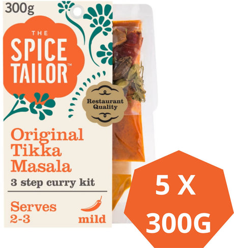 Oryginalna przyprawa krawca tikka masala - indyjskie curry - pakiet posiłków z indyjskimi przyprawami - opakowanie wartościowe - 5 x 300 gramów