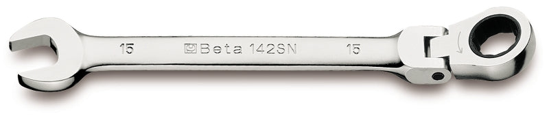 Dwustronny klucz płasko-oczkowy z grzechotką Beta z przegubem kolanowym 142sn 8 - 001420208
