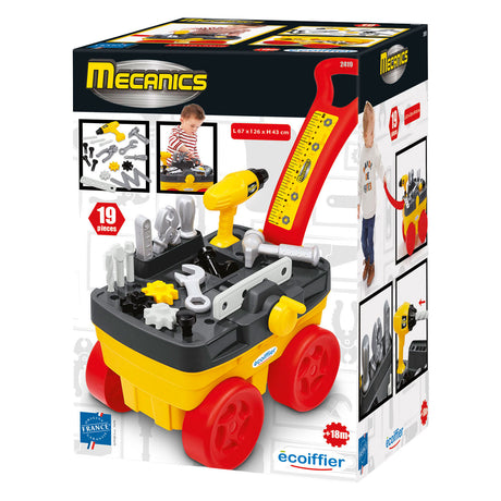 Wózek narzędziowy dla mechaników Ecoiffier - 19 sztuk.
