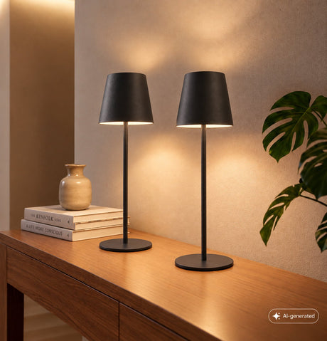 Briloner - zestaw 2 lamp stołowych - akumulatorowe lampy zewnętrzne - ip44 - ciepłe białe światło 2700 K - możliwość ściemniania - z USB - antracyt - 12 x 36 cm