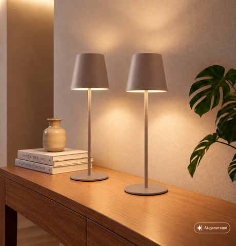 Briloner kiki - zestaw 2 lamp stołowych z możliwością ładowania - możliwość przyciemniania - do wewnątrz i na zewnątrz - regulacja wysokości - ciepłe białe światło - brązowy