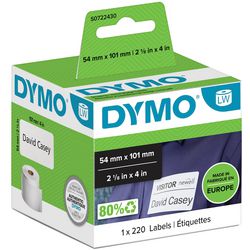 Oryginalna maszyna do etykietowania Dymo, duże etykiety wysyłkowe, wizytówki | 54 mm x 101 mm | 220 etykiet samoprzylepnych | czarny na czarnym | nadaje się do drukarek etykiet | wyprodukowano w Europie