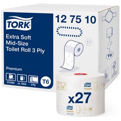 Tork 127510 papier toaletowy T6 premium kompaktowy 3-warstwowy biały 70 m x 10 cm ds a 27 rolek (127510)