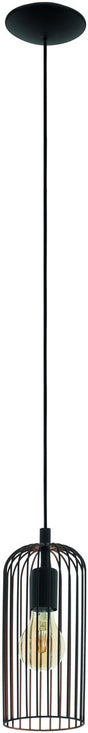 Eglo roccamena - hanglamp - 13 cm - 1-lichts - e27 - zwart koperkleurig