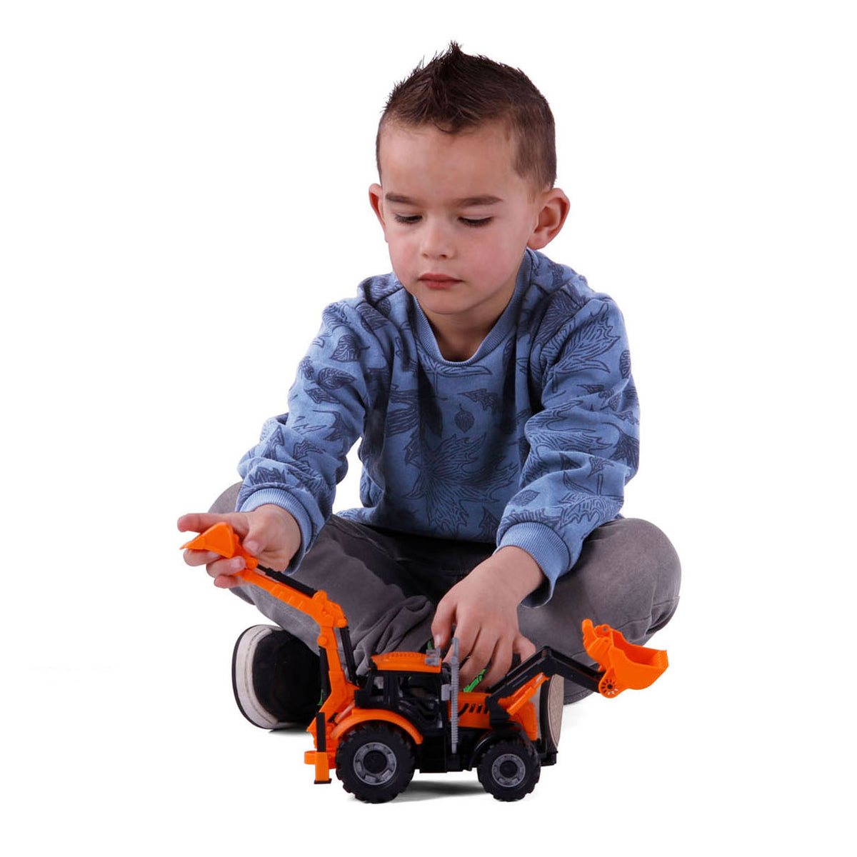 Cavallino Ciągnik z ładowarką i koparką żółty, skala 1:32