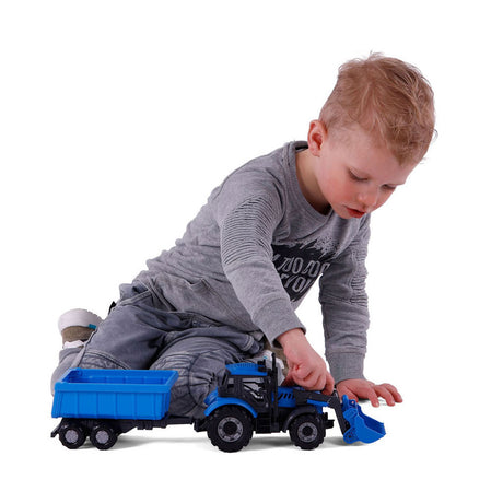 Cavallino ciągnik z ładowarką i kibicami Truck Blue, Scale 1:32