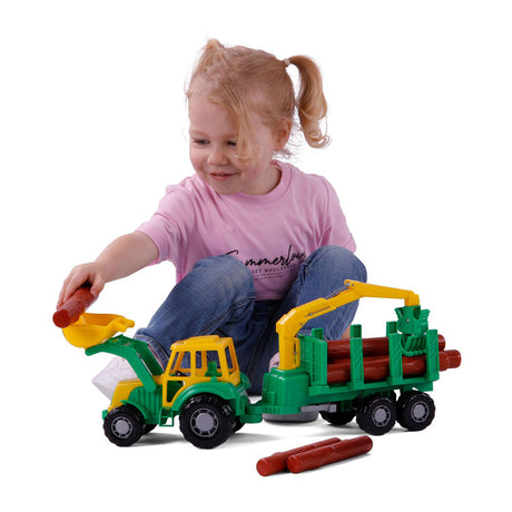 Cavallino Junior Ciągnik z przyczepą dźwigu i drewnem, 46 cm