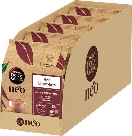 Nescafé dolce gusto neo saszetki na gorącą czekoladę - 5x 12 saszetek na 12 filiżanek mleka czekoladowego