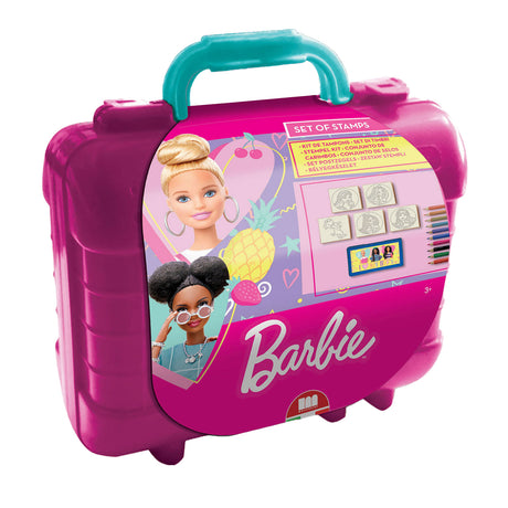 Kreatywne, podróżne etui do stemplowania i kolorowania Barbie Multiprint dla dzieci.