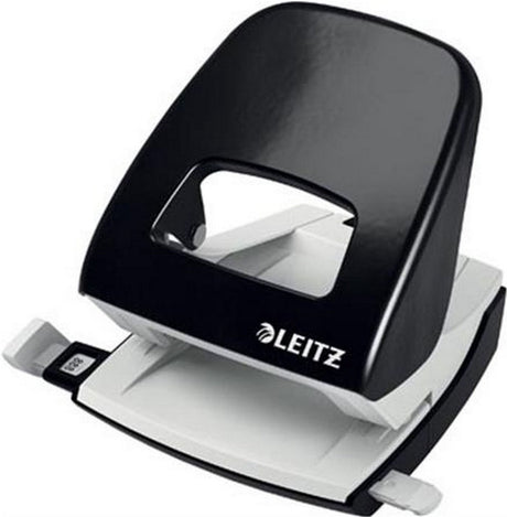 Dziurkacz metalowy Leitz Nexxt - dziurkuje do 30 kartek - do teczek i segregatorów - czarny