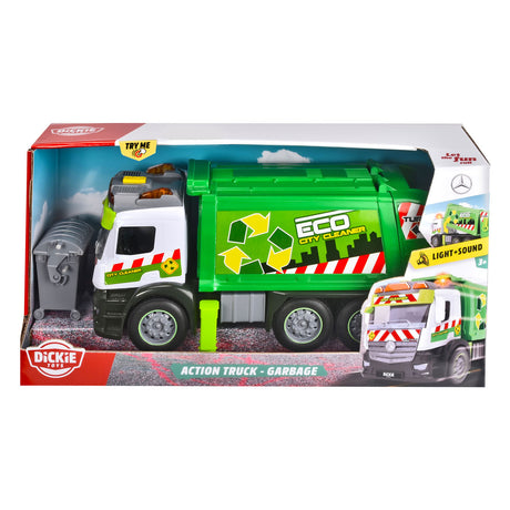 Ciężarówka akcji Dickie Toys - śmieciarka - 26 cm - światło i dźwięk - pojazd zabawkowy