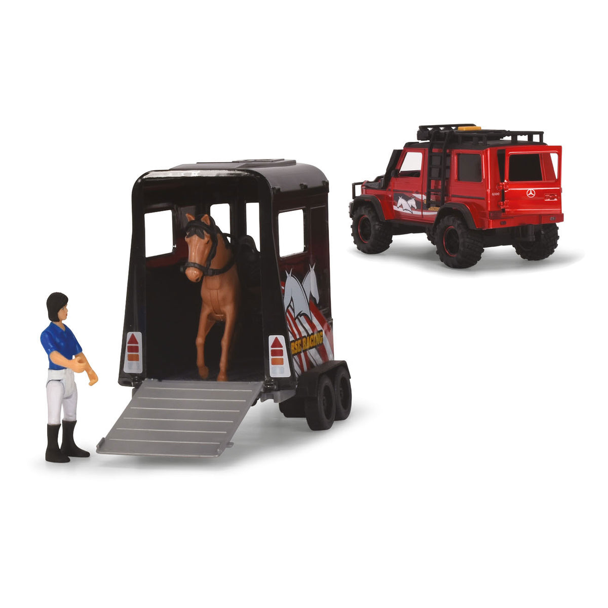 Dickie Jeep z zestawem do gry konnej