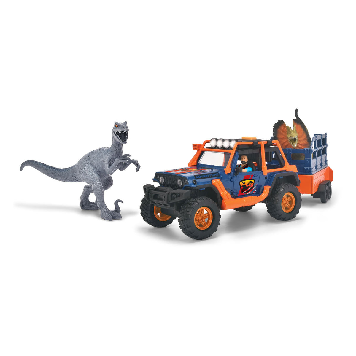 Jeep Dickie Dino z zestawem do zabawy z przyczepą