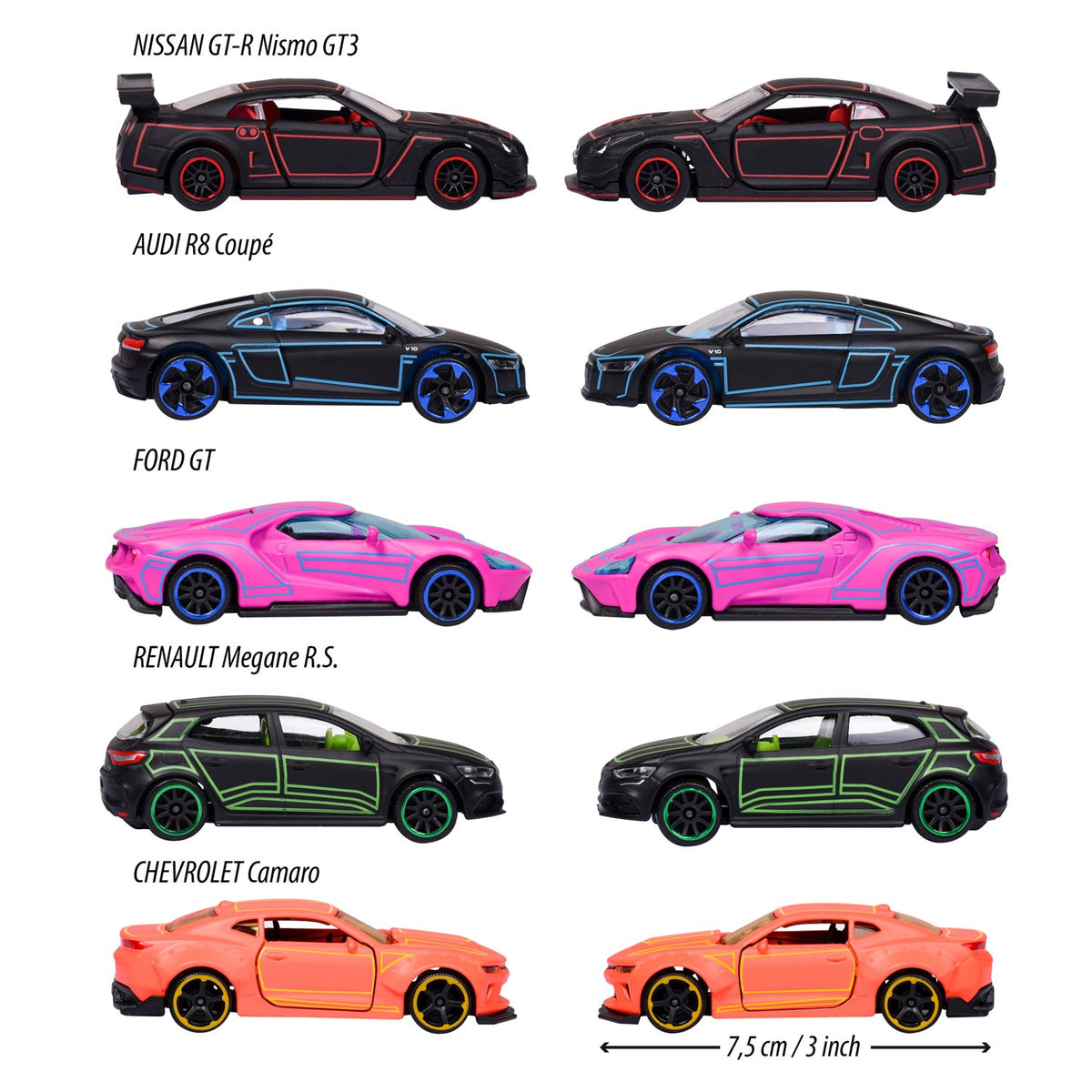 Majorette Light Racers Cars Gift Pack, 5st.