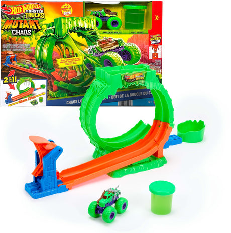 Hot Wheels Monster Trucks Mutated Chaos Looping Challenge — zestaw z zabawkową ciężarówką Wreckin' Wolf i śluzem