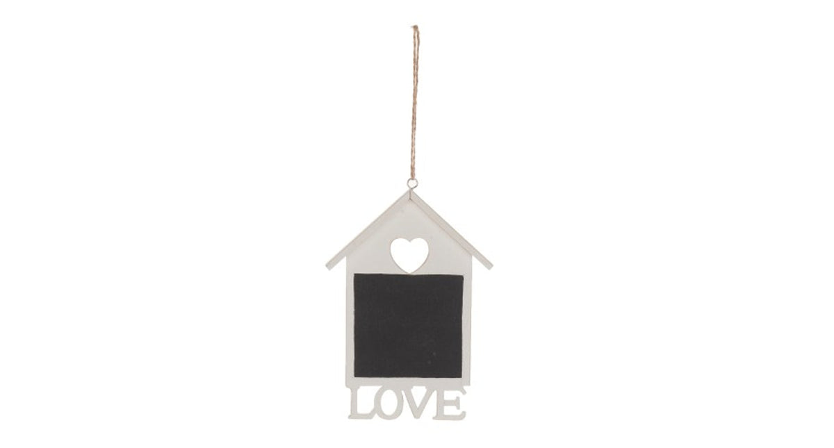 Wooden house with love 14cm 3pc white black
