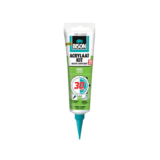 Bison akrylowy uszczelniacz szybki 30 minut tubka 150 ml - uszczelniacz do uszczelniania złączy, szwów, pęknięć i pęknięć, można go malować, można go starannie przyciąć