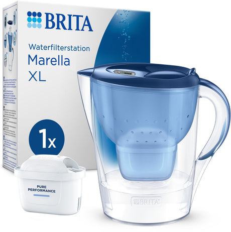 Dzbanek filtrujący do wody Brita Marella XL - 3,5 l - niebieski - w komplecie. 1 wkład filtra wody maxtra pro pure performance