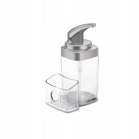 Simplehuman - zeepdispenser handpomp kunststof mat met houder 650 ml - transparant - nikkel