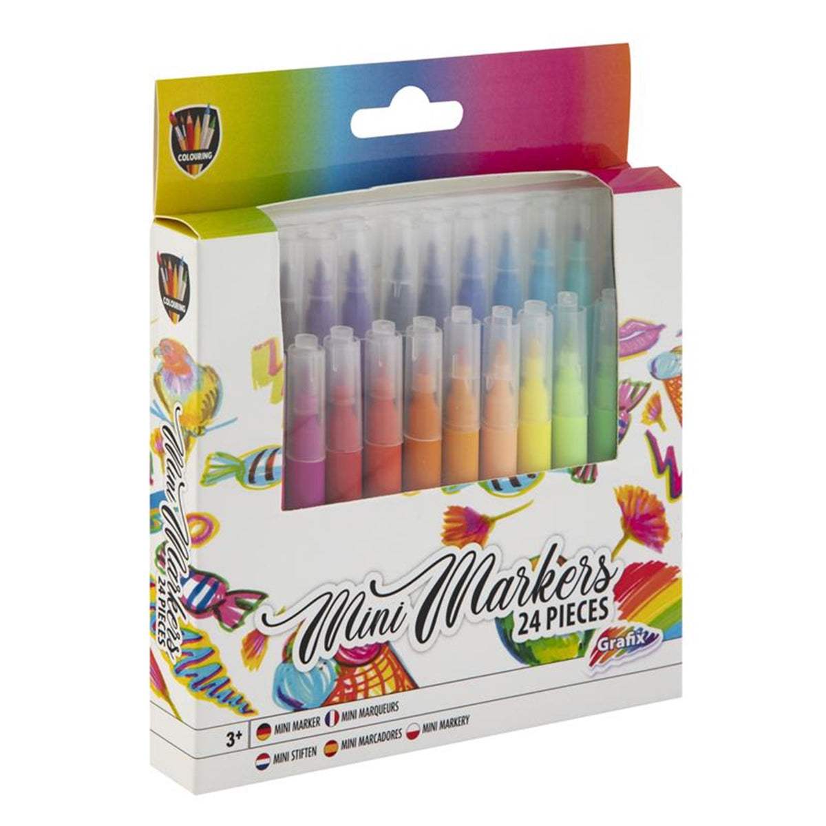 Zestaw 24 mini pisaków Grafix w pudełku