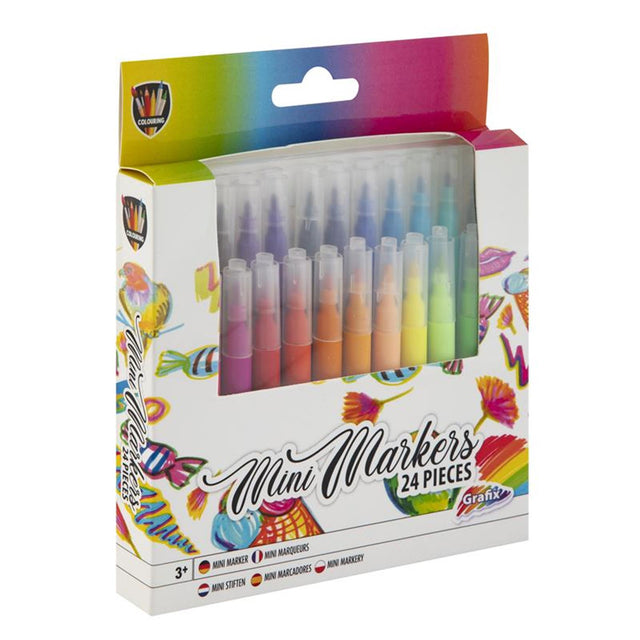 Zestaw 24 mini pisaków Grafix w pudełku